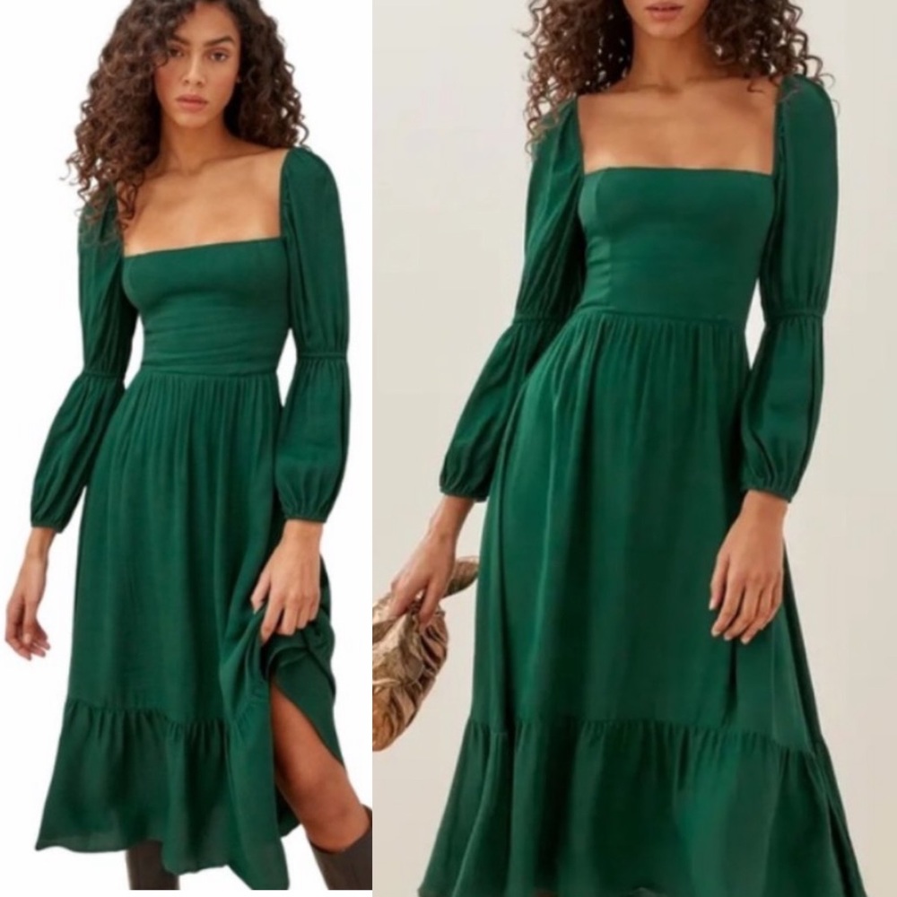 NEW Reformation Mica Dress in Green Size 8  boho  midi